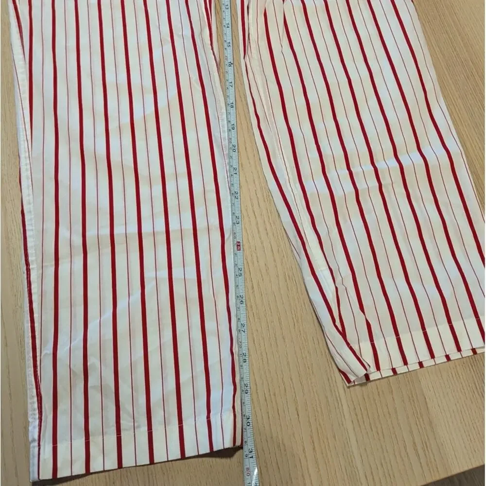 MENS Medium J. Crew Red and White Striped Cotton Pajama Set
